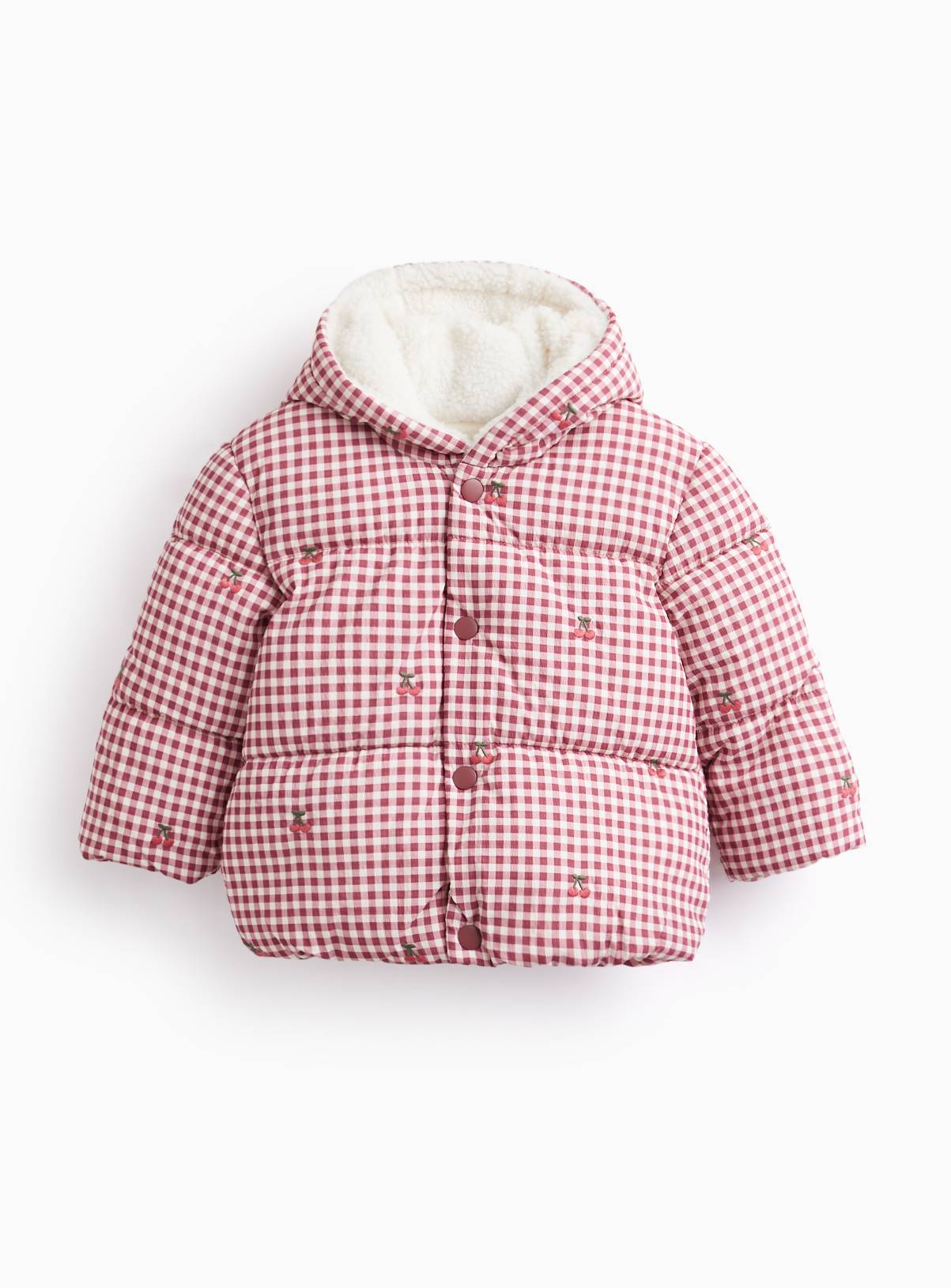 Pink Heritage Check Bow Puffa Coat 9-12 months - Image 1
